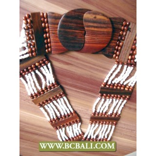 White Bead Belt Fashion Wooden Claps