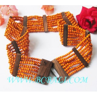 Belt Wood Beads Stretch Wooden Clasps