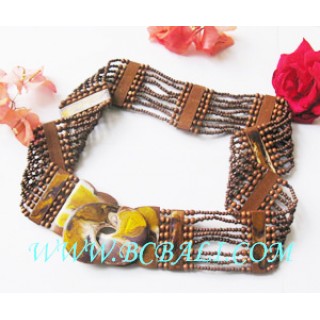 Handmade Beads Belts Wooden Buckle