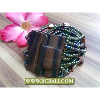 Abalone Color Beads Wood Clasps Antiq