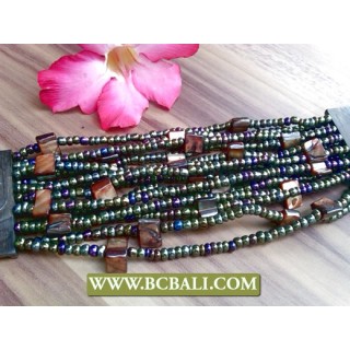 Abalone Color Beads Wood Clasps Antiq