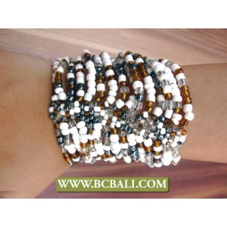 Multi Strands Glass Beads Bracelets Stretched