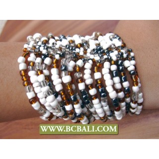 Multi Strands Glass Beads Bracelets Stretched