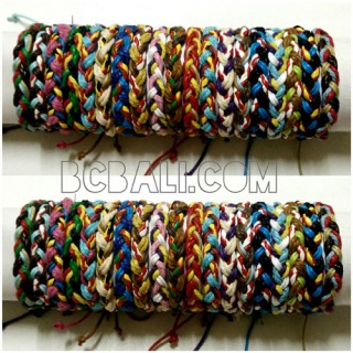 4 color leather strings hemp bracelets braid friendship