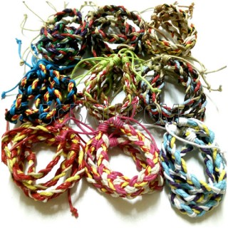 4 mix leather string hemp bracelets braid friendship