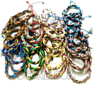 leather hemp bracelet friendship braids mix colors 