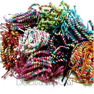 braid bracelets friendship weave wood beading mix color