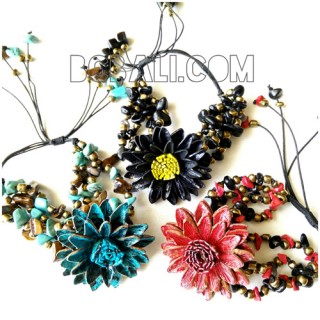 bali cow leather bracelets designs flower