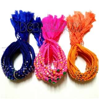 3 color braids bracelets strings charm glass bead