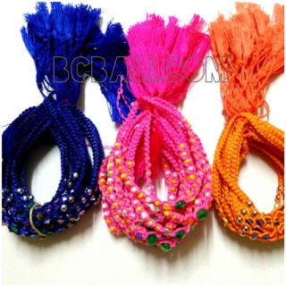 3 color braids bracelets strings charm glass bead