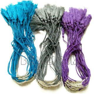 3 color silver beaded braids tassel bracele 