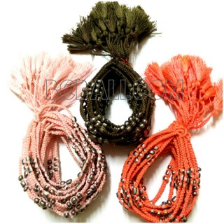 tassels bracelets braids strings charming silver beads