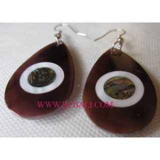 Black Earrings Shells Abalone Hooked