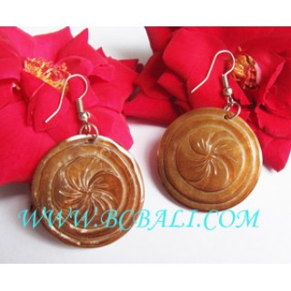 Bone Earring Floral Carving Hand Made