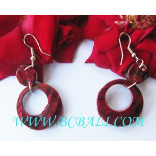 Hooks Earring Red Coral Shell Resin