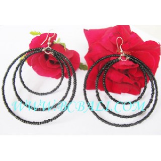 Sequins Beads Earring Black