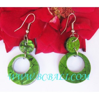 Women's Earring Shell Green Hooks