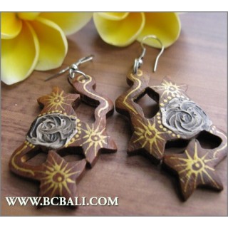 Bali Hand Carving Wooden Earrings Fashion