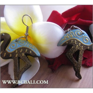 Bali Wooden Earrings Swan Coloring Fashion