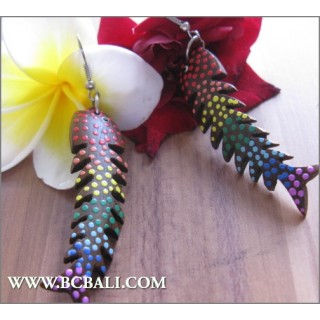 Exotic Wood Earring Carving Painting Fashion