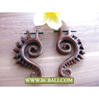 Bali Natural Wood Earring Carving