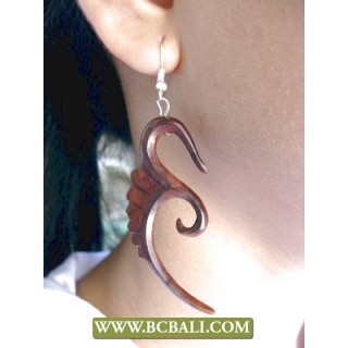 Bali Wooden Tribal Earring Carving