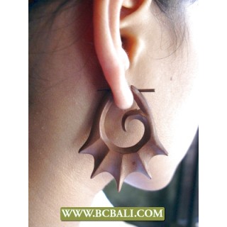 Balinese Carved Wooden Earring Fashion