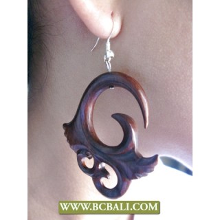 Balinese Natural Woods Carving Earring