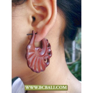 Bali Organic Earring Woods Carving