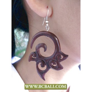 Hooked Wooden Piercings Tribal Hand Carvings 