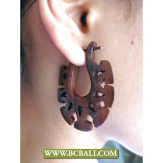 Bali Split Wooden Earrings Piercings Tribal Ethnic 