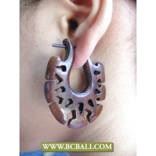 Organic Wooden Earring Hand Carving