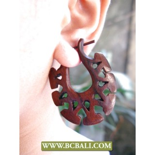 Organic Wooden Earring Hand Carving