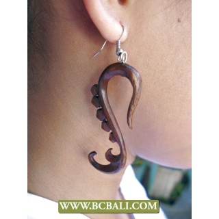 Hand Carving Earring Fashion Wooden Bali