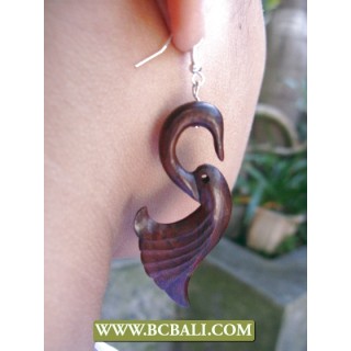 Hand Carving Wooden Swan Earring Fashion