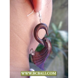 Hand Carving Wooden Swan Earring Fashion