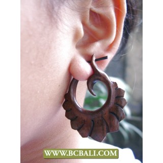 Bali Split Wooden Earrings Piercings Tribal Ethnic 