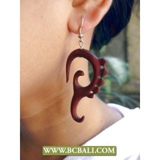 Handmade Earring Hooked Wooden Carving