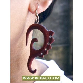 Handmade Earring Hooked Wooden Carving