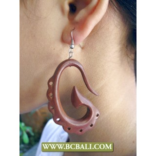 Handmade Earring Wooden Sono Carving