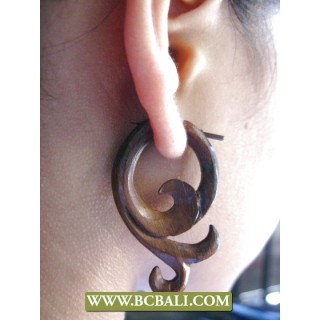 Handmade Pierced Wooden Ear Carved