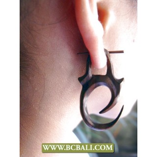 Hooked Tribal Wooden Earring Carving