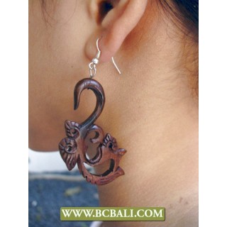 Hooked Wooden Piercings Tribal Hand Carvings 