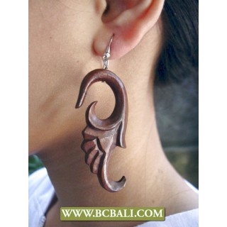 Hooked Wooden Piercings Tribal Hand Carvings 