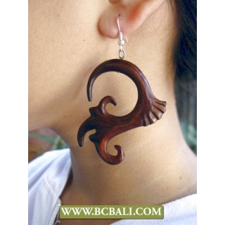 Hooked Wooden Piercings Tribal Hand Carvings 