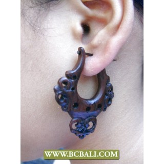 Bali Split Wooden Earrings Piercings Tribal Ethnic 