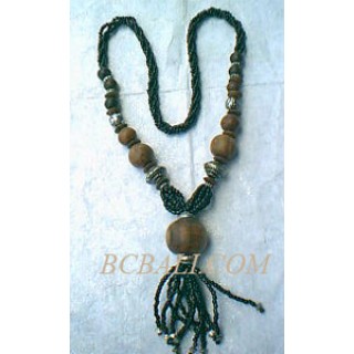 Handmade Wood Bead Necklaces 