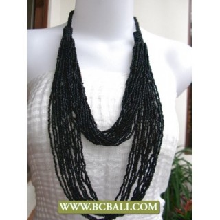 2 Layer Multi Strand Beading Necklaces Black