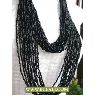 2 Layer Multi Strand Beading Necklaces Black