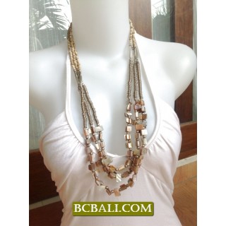 Bali Multi Strand Necklaces Shells Stones